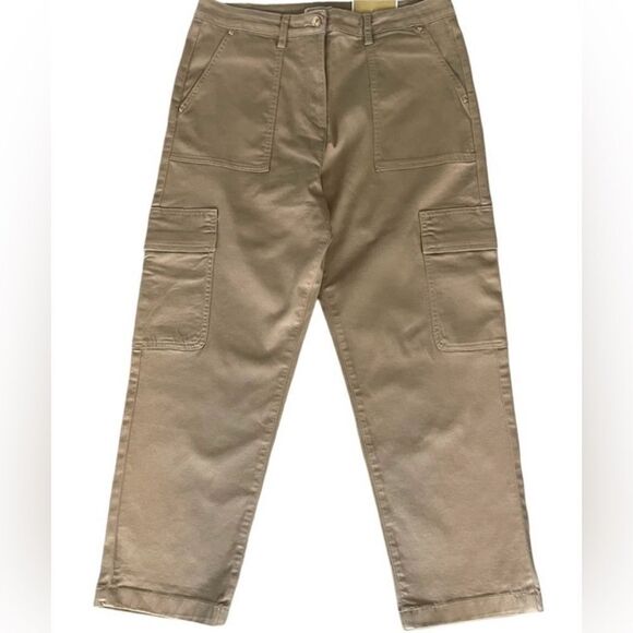Micheal Kors - High Rise Straight Ankle Cargo Pants Size: 12 Color: Khaki - Picture 1 of 7